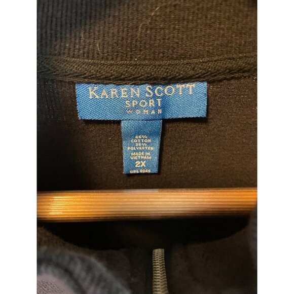 Karen Scott Sport Black Mock Neck Long Sleeve Pullover Shirt Sz 2X - Picture 5 of 9